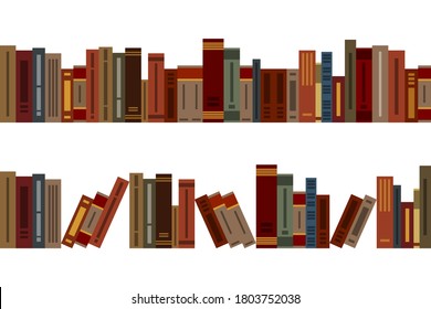 Viele verschiedene farbige Bücher, nahtlose Grenzen für Design und Dekoration, Schule und Bibliothekshintergrund, Konzept von Wissen, Bildung und Information