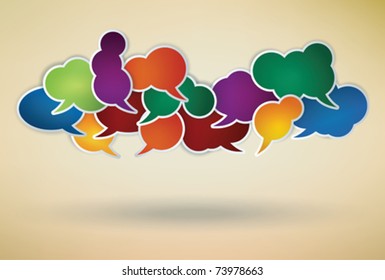 many different colored speech bubbles as a social network symbol