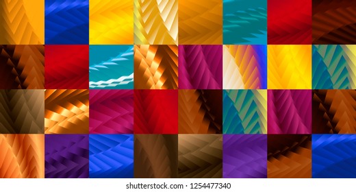 Many different colors in squares, abstract image. Plaid design.