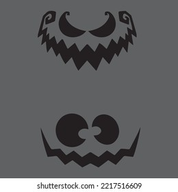 Many different facial expressions, specific for the Halloween season, made on a gray or red background
