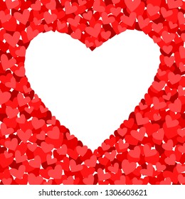 Many different level color of red hearts and white Copy space for Valentine's day background or card.
