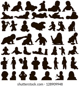 Many different movements of children, vector