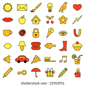 Many different nice symbols. Vector.