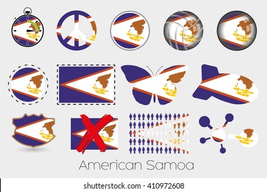 Many Different styles of flag for American Samoa