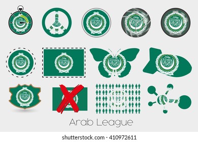 Many Different styles of flag for Arab League