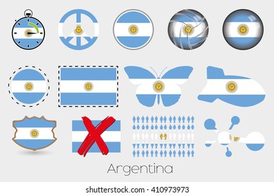 Many Different styles of flag for Argentina