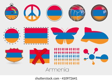 Many Different styles of flag for Armenia
