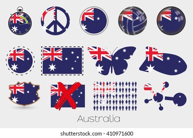 Many Different styles of flag for Australia