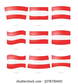 Many Different styles of flag for Austria