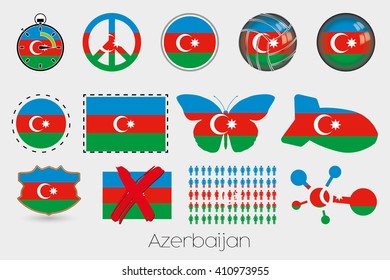 Many Different styles of flag for Azerbaijan
