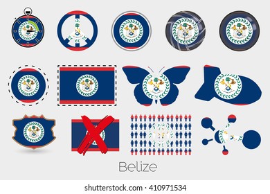 Many Different styles of flag for Belize