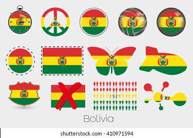 Many Different styles of flag for Bolivia