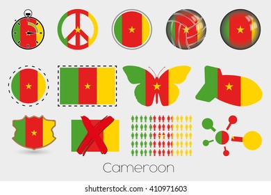 Many Different styles of flag for Cameroon
