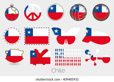 Many Different styles of flag for Chile