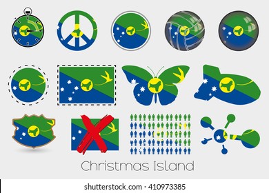 Many Different styles of flag for Christmas Island