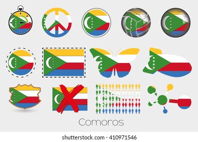 Many Different styles of flag for Comoros