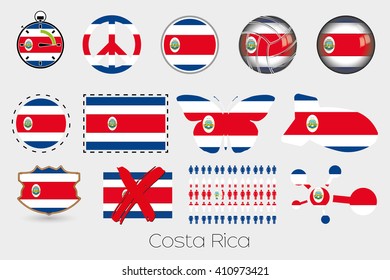 Many Different styles of flag for Costa Rica