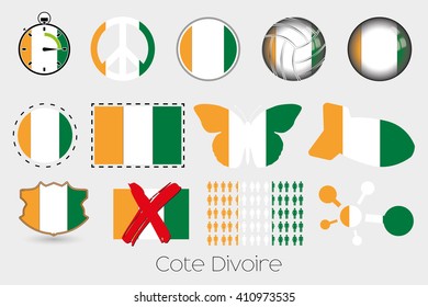 Many Different styles of flag for Cote DIvoire