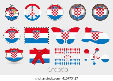 Many Different styles of flag for Croatia