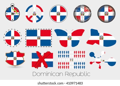 Many Different styles of flag for Dominican Republic