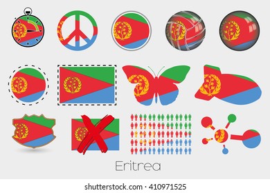 Many Different styles of flag for Eritrea