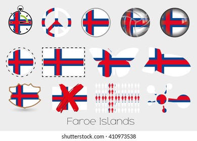 Many Different styles of flag for Faroe Islands