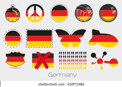 Many Different styles of flag for Germany