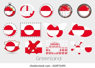 Many Different styles of flag for Greenland