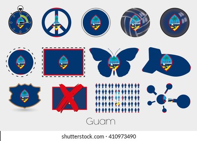 Many Different styles of flag for Guam