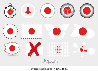 Many Different styles of flag for Japan