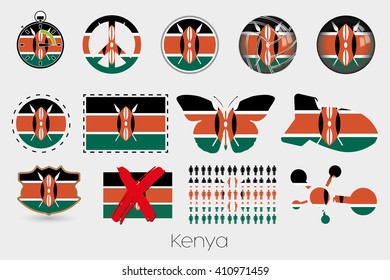 Many Different styles of flag for Kenya