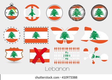 Many Different styles of flag for Lebanon