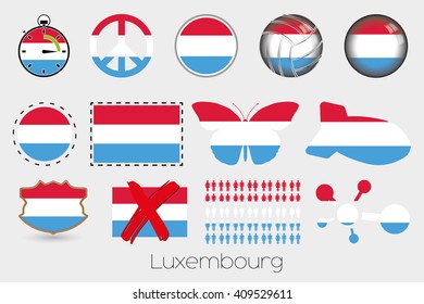 Many Different styles of flag for Luxembourg