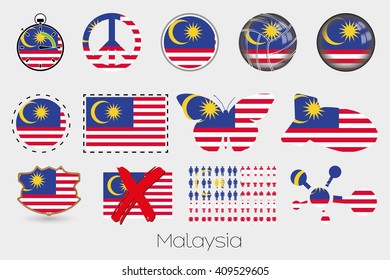 Many Different styles of flag for Malaysia