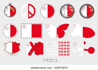 Many Different styles of flag for Malta