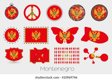 Many Different styles of flag for Montenegro