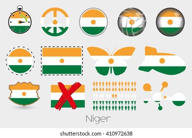Many Different styles of flag for Niger