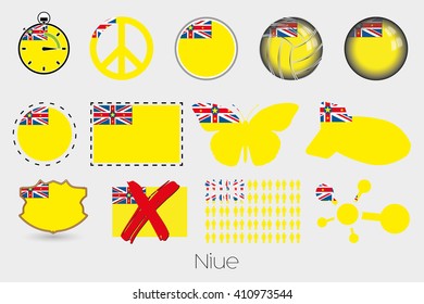 Many Different styles of flag for Niue