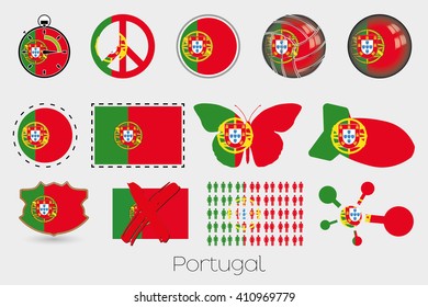 Many Different styles of flag for Portugal