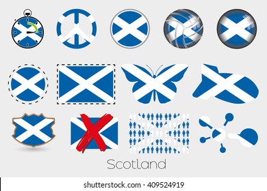 Many Different styles of flag for Scotland