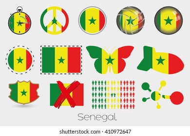 Many Different styles of flag for Senegal