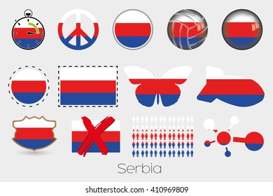 Many Different styles of flag for Serbia