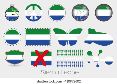 Many Different styles of flag for Sierra Leone