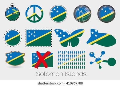 Many Different styles of flag for Solomon Islands