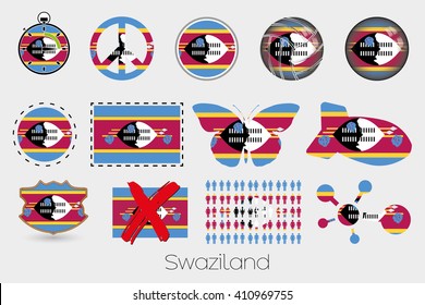 Many Different styles of flag for Swaziland