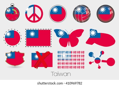 Many Different styles of flag for Taiwan