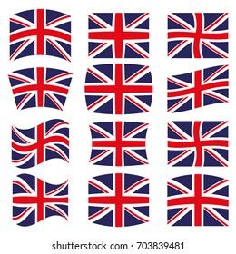 Many Different styles of flag for United Kingdom