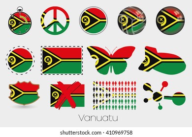Many Different styles of flag for Vanuatu