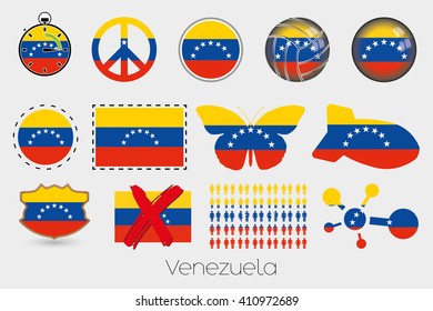 Many Different styles of flag for Venezuela