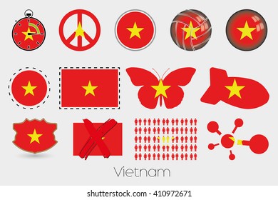 Many Different styles of flag for Vietnam